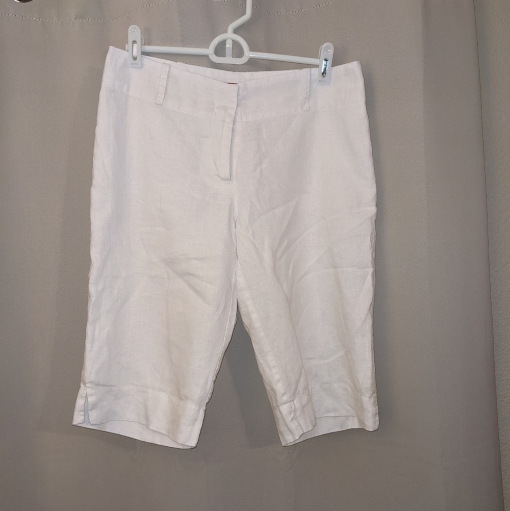 White Linen Capris